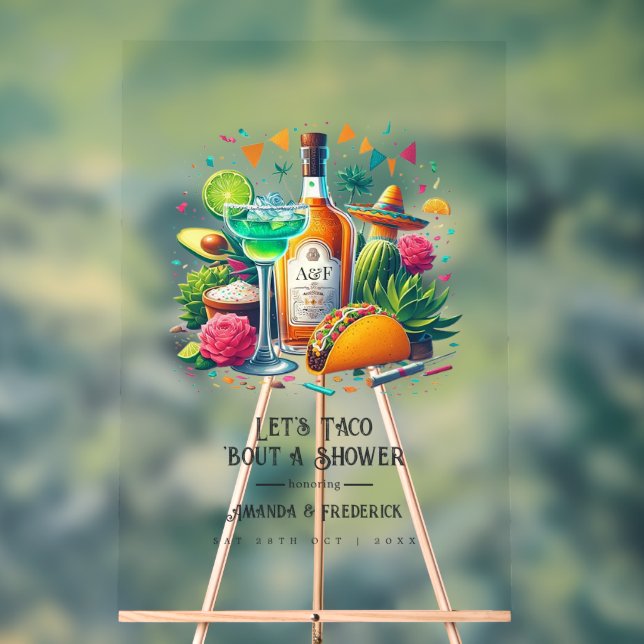 Fiesta "Let's Taco 'Bout a Couples Shower" Welcome Acrylic Sign (Neutral)