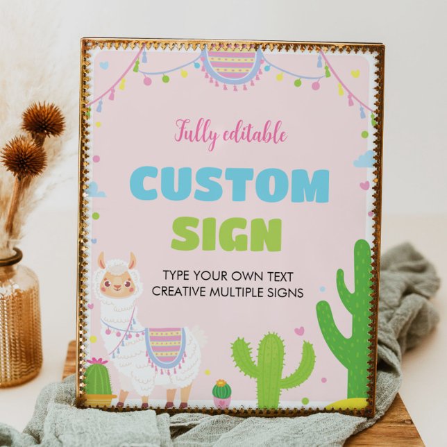 Fiesta Llama Birthday Party Table Sign (Creator Uploaded)