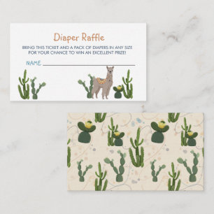 Fiesta Llama Cactus Diaper Raffle Enclosure Card