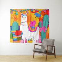 Fiesta Llama Colourful Birthday Party Backdrop