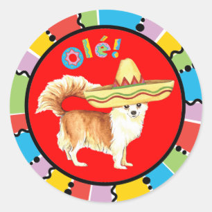 Fiesta Long Coat Chihuahua Classic Round Sticker