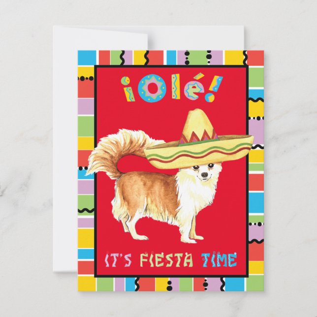 Fiesta Long Coat Chihuahua Invitation (Front)