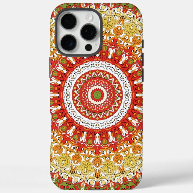 Fiesta Mandala Pattern in Red, Yellow, and Green Case-Mate iPhone Case (Back)