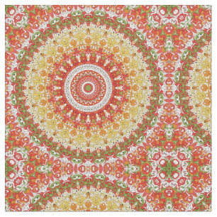 Fiesta Mandala Pattern in Red, Yellow, and Green Fabric