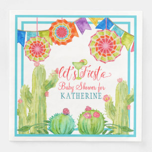 Fiesta Margarita Boy Baby Shower Cactus Pennants Napkin