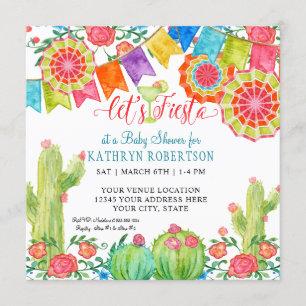 Fiesta Margarita Cactus Baby Boy Shower Banner Art Invitation