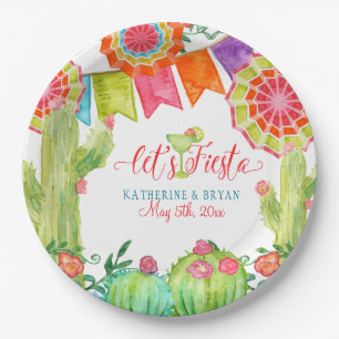 Fiesta Margarita Cactus Bridal Shower Paper Fan Paper Plate