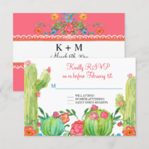 Fiesta Margarita Floral Cactus Wedding RSVP