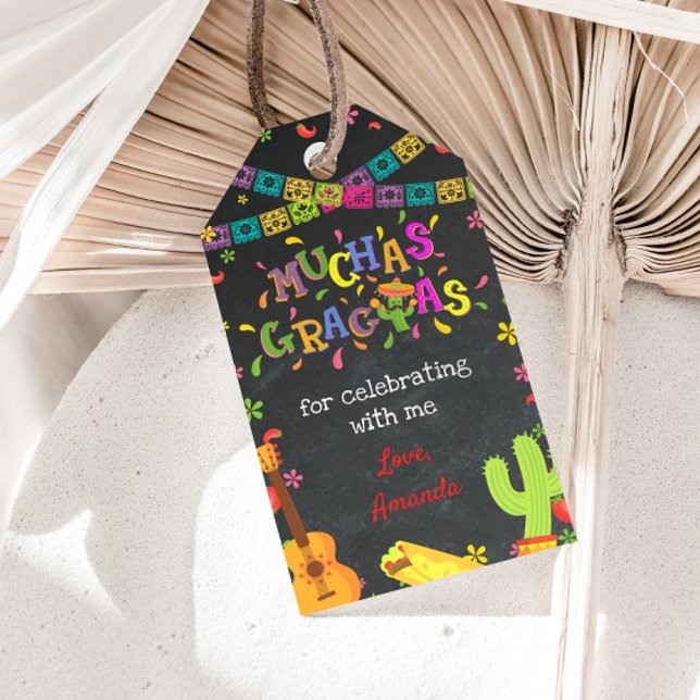 Fiesta Mexican Birthday Confetti Thank You Tag (Creator Uploaded)