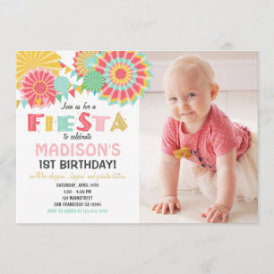 Fiesta Mexican Birthday Party Invitation Pink Gold