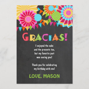 Fiesta Mexican Birthday Party Thank You Card