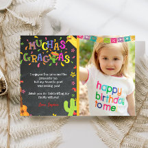 Fiesta Mexican Birthday Thank You Card With Photo