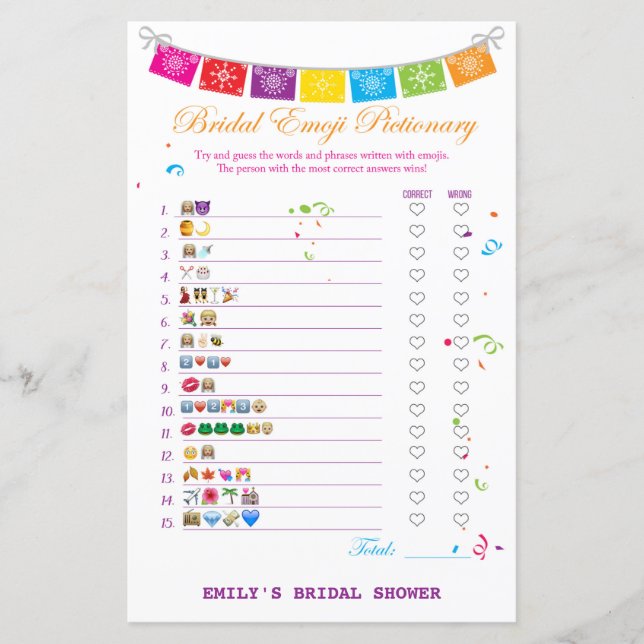 Fiesta Mexican Bridal Shower Game PRINTED (Front)