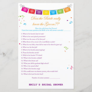 Fiesta Mexican Bridal Shower Game PRINTED