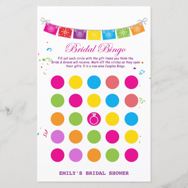 Fiesta Mexican Bridal Shower Game PRINTED (Front)