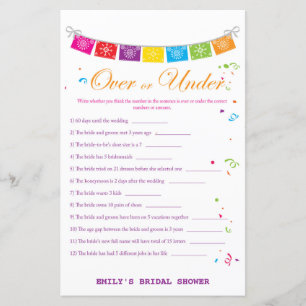 Fiesta Mexican Bridal Shower Game PRINTED