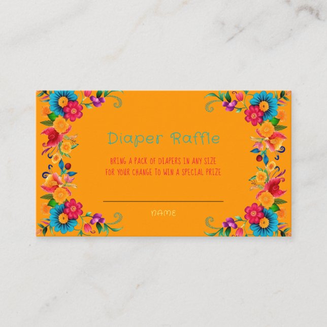 Fiesta Mexican Colourful Diaper Raffle Business Card (Front)