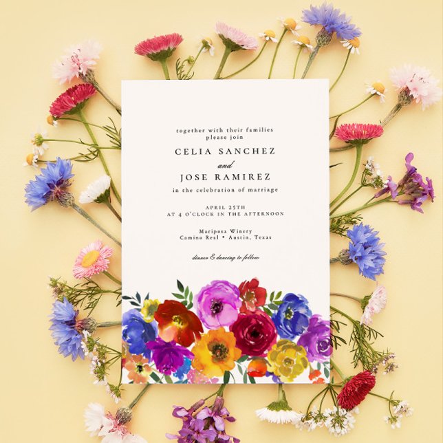 Fiesta Mexican Colourful Floral Wedding Invitation (Creator Uploaded)