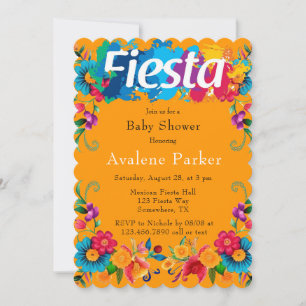 Fiesta Mexican Colourful Flowers Baby Shower  Invitation