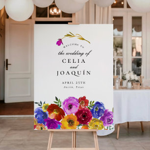 Fiesta Mexican Floral Wedding Welcome Sign