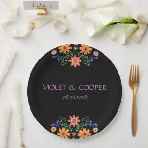 Fiesta Mexican Florals Wedding Paper Plate