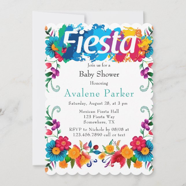 Fiesta Mexican Flowers Baby Shower  Invitation (Front)