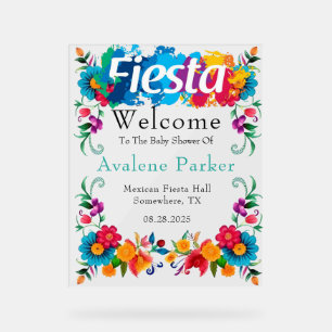 Fiesta Mexican Flowers Baby Shower Welcome Acrylic Sign