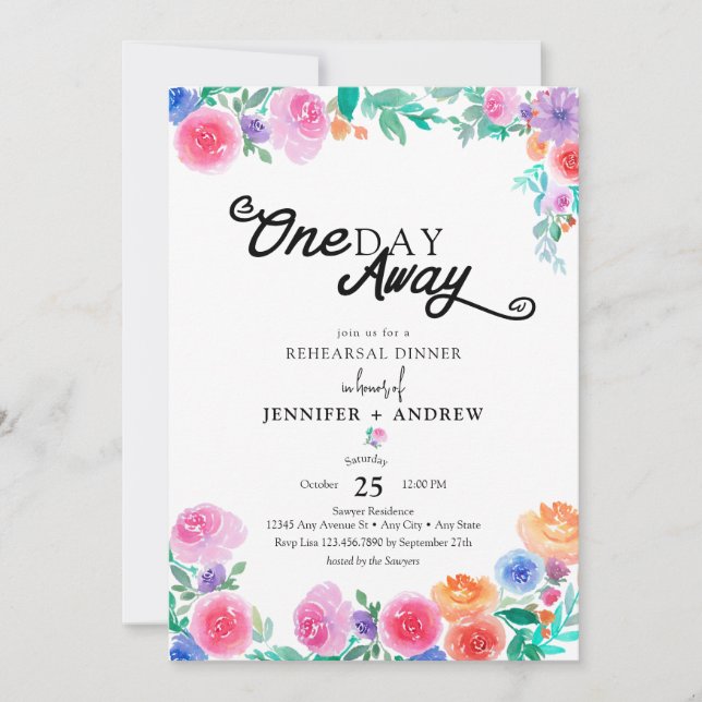 Fiesta | Mexican Flowers | Rehearsal Dinner Invitation (Front)