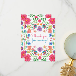Fiesta Mexican Folk Watercolor Floral Birthday Thank You Card