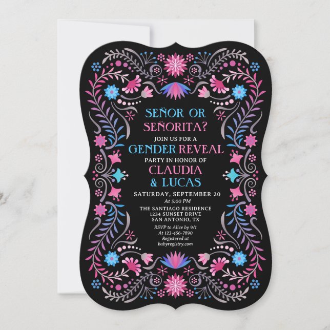 Fiesta Mexican Gender Reveal Invitation (Front)