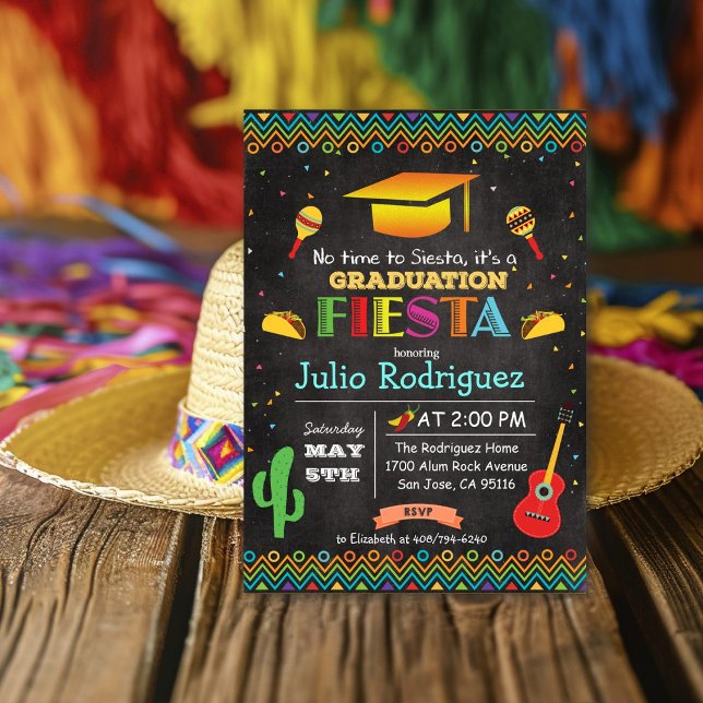 Fiesta Mexican Graduation Chalk Invitation (Creator Uploaded)