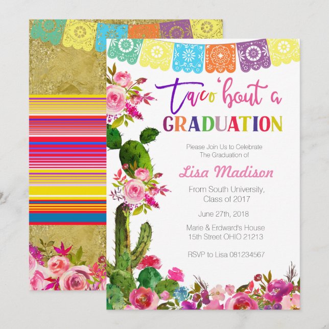 Fiesta Mexican Graduation Party Invitation (Front/Back)