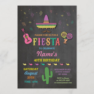 Fiesta Mexican Hat Mexico Birthday Party Invite