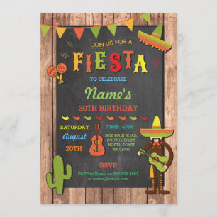 Fiesta Mexican Hat Mexico Birthday Party Invite