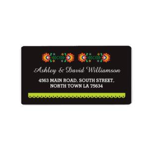 Fiesta Mexican Print Wedding Address Label