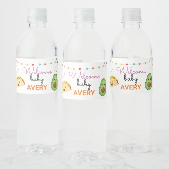 Fiesta Mexican Taco Bout' A Baby Party Water Bottle Label (Bottles)