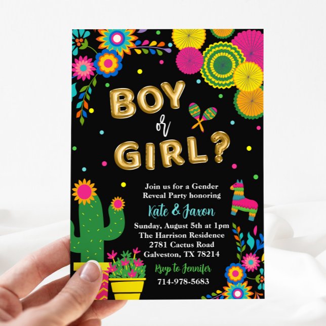 Fiesta Mexican Theme Gender Reveal Party Invitation (Creator Uploaded)