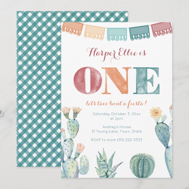 Fiesta Mexican Theme Girl Fall 1st Birthday Party  Invitation (Front/Back)