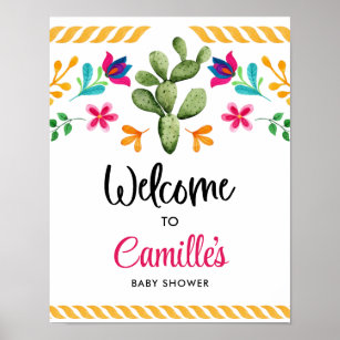 Fiesta Mexican Theme Party Welcome Poster