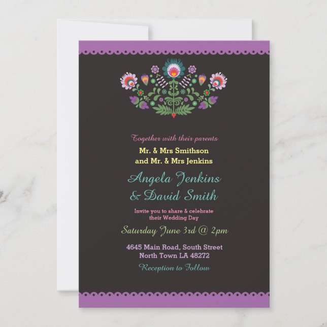 Fiesta Mexican Wedding Party Colourful Invitation (Front)