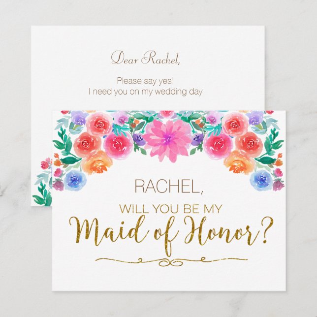 FIESTA Mexican Will You Be My Maid of Honour Card (Front/Back)