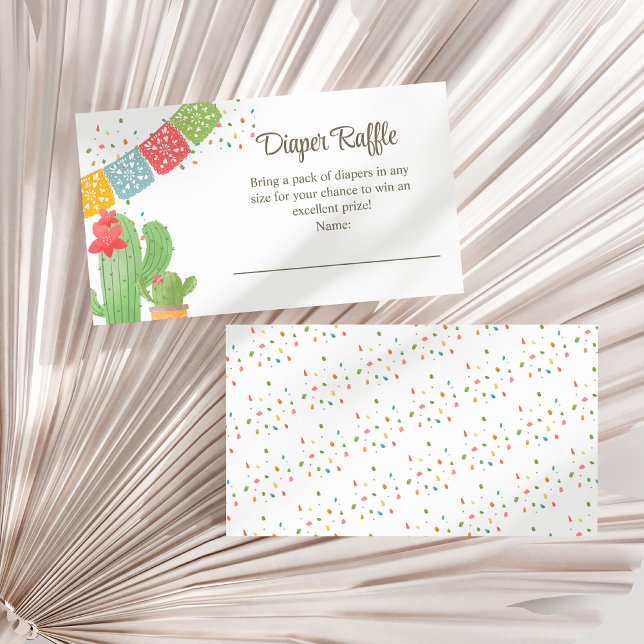 Fiesta Mexicana Cactus Baby Shower Diaper Raffle Enclosure Card (Fiesta Mexicana Cactus Baby Shower Diaper Raffle Enclosure Card on a dry white fan palm leaf.)