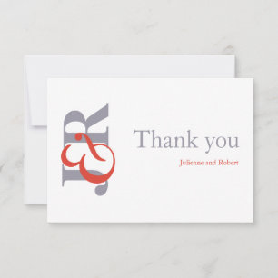 Fiesta Modern Monogram Wedding Thank You Card