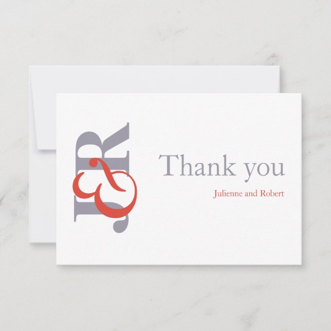 Fiesta | Modern Monogram Wedding Thank You Card (Front)