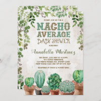 Fiesta Nacho Average Baby Shower Cactus Invite