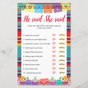 Fiesta nacho average he said she said games card