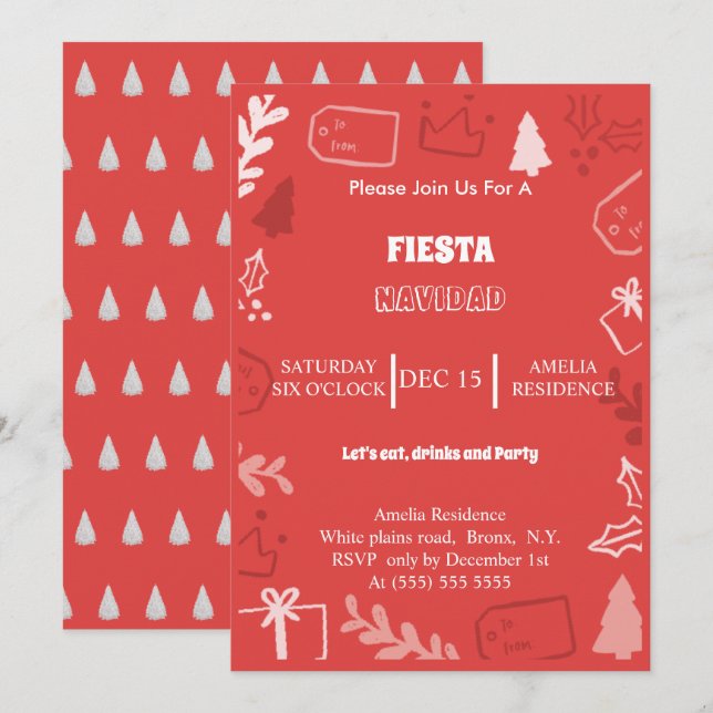 Fiesta Navidad Holiday party invitation (Front/Back)