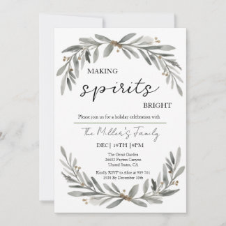 Fiesta Navidad Soft Pastel Wreath and Leaves Invitation