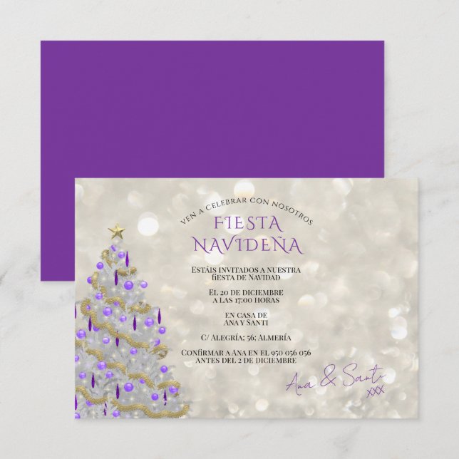 Fiesta Navideña Sofisticada Invitation (Front/Back)