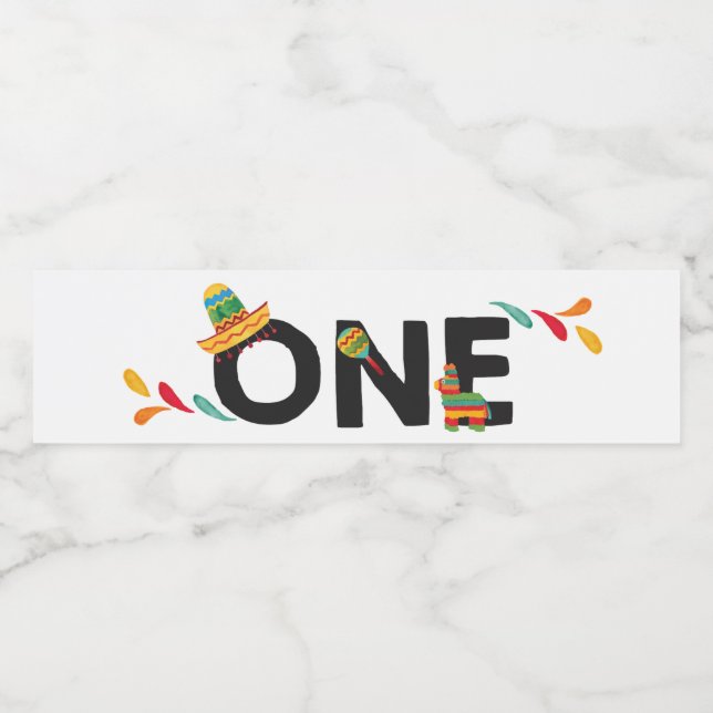 Fiesta ONE Birthday Water Bottle Labels (Single Label)